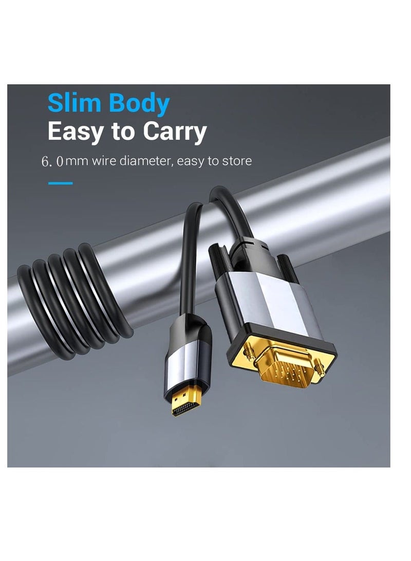 Y&D HDMI to VGA Adapter Cable, 1.8M/5.9ft Gold Plated 1080P Digital VGA, Video Converter Uni-Directional (Source) (Display) for Desktop, Laptop, HDTV - Image 2