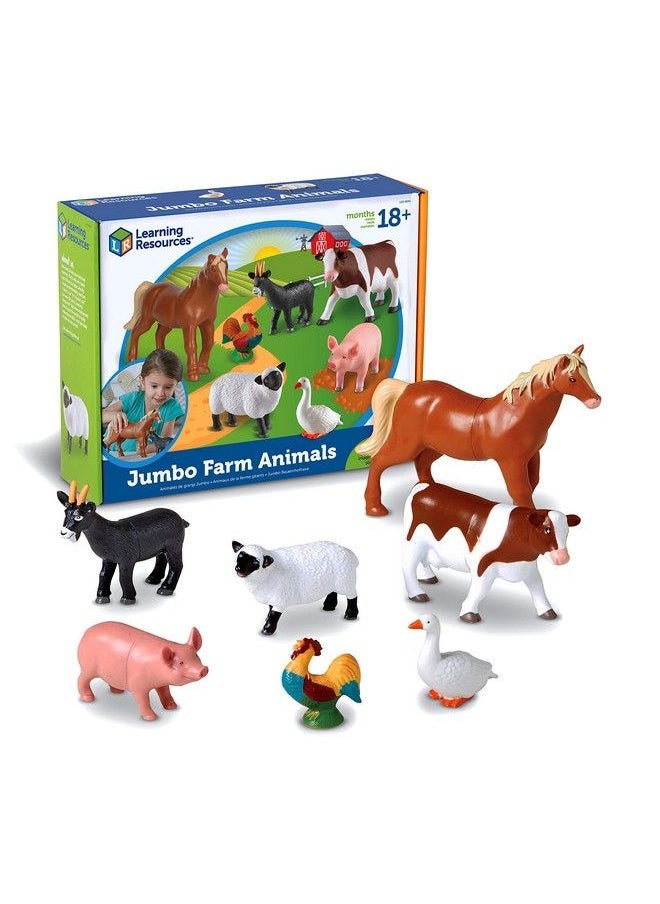 Learning Resources - Jumbo Farm Animals Animal Toy Set For Toddlers 7 Pieces Ages 18 Mos+ - Image 1