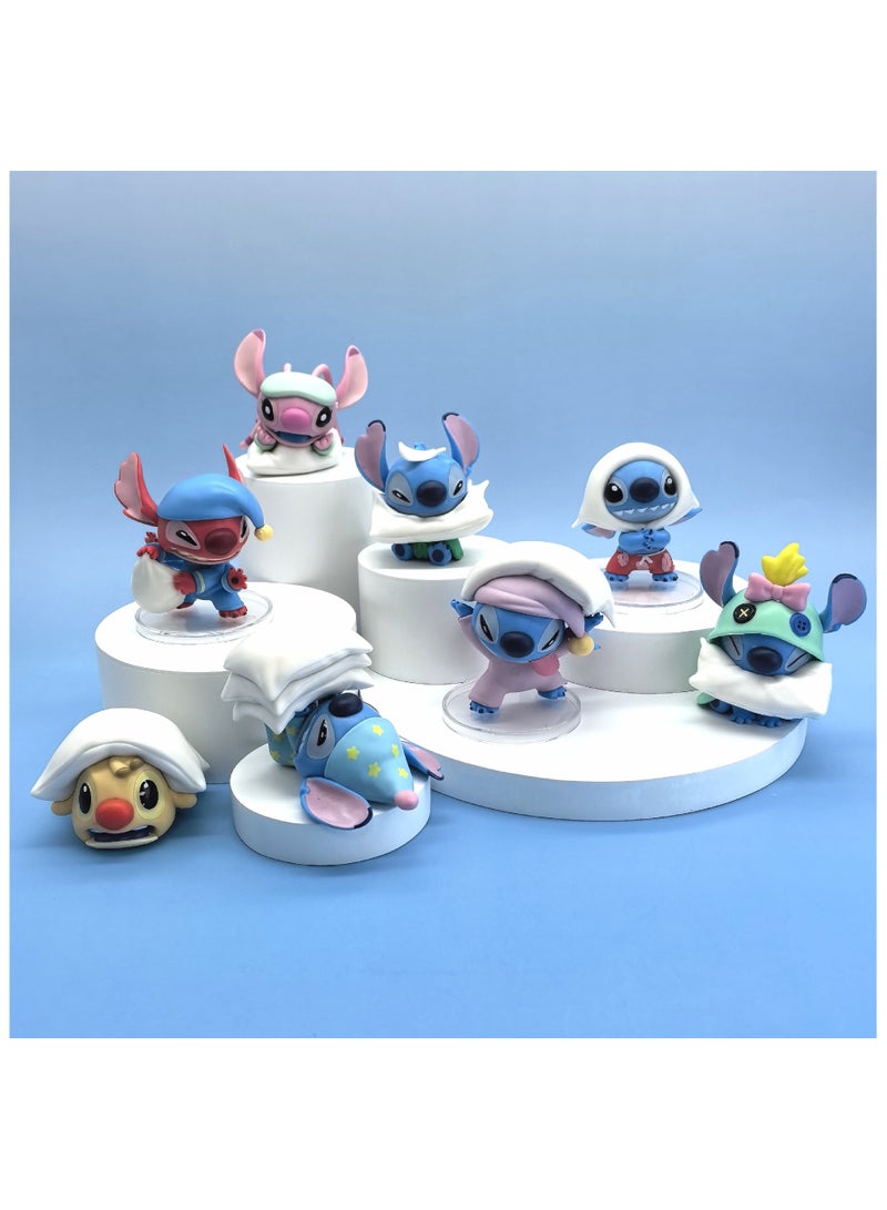 general 8 Piece Figure Anime Interstellar Baby Stitch Doll Cute Cartoon Angel Stitch Doll Ornaments Room Decoration - Image 1