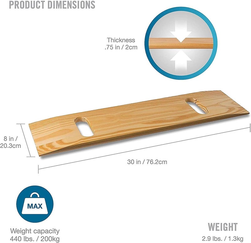 DMI Heavy-Duty Wooden Transfer and Slide Board for Patient Mobility Assistance - Image 2