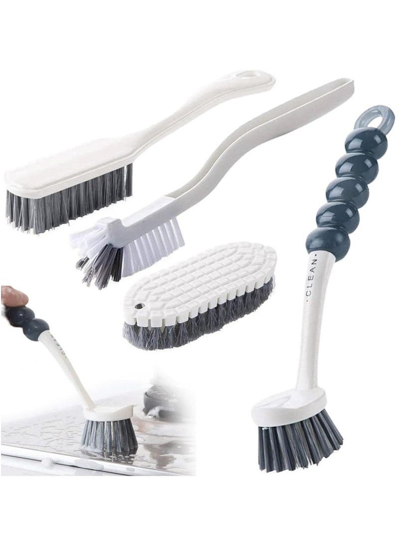 SHAOZHEN 4 Pack Cleaning Brush Set, Kitchen Cleaning Brush with Handle, Multipurpose Cleaning Brush for Shoes, Bathroom, Tub, Tile - Image 1