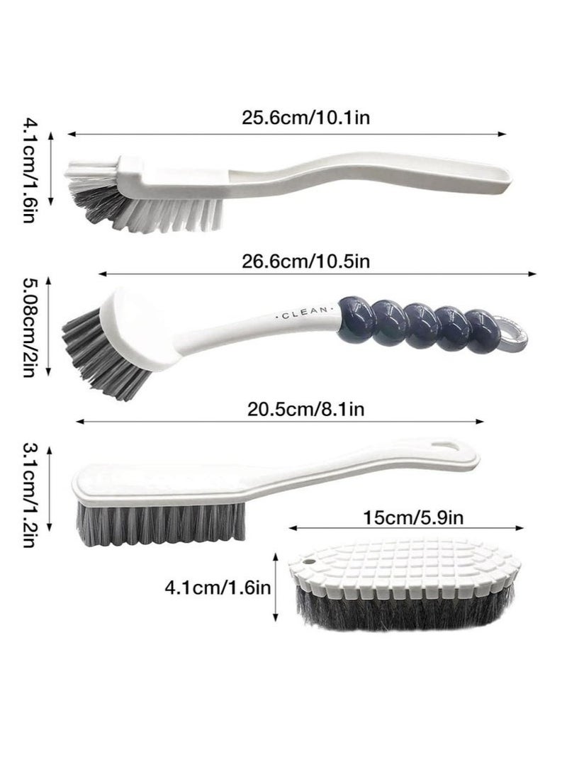 SHAOZHEN 4 Pack Cleaning Brush Set, Kitchen Cleaning Brush with Handle, Multipurpose Cleaning Brush for Shoes, Bathroom, Tub, Tile - Image 2
