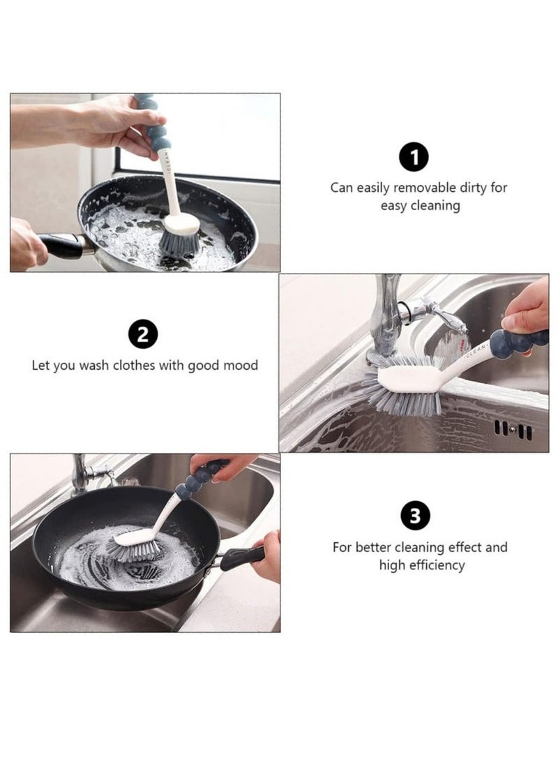 SHAOZHEN 4 Pack Cleaning Brush Set, Kitchen Cleaning Brush with Handle, Multipurpose Cleaning Brush for Shoes, Bathroom, Tub, Tile - Image 4