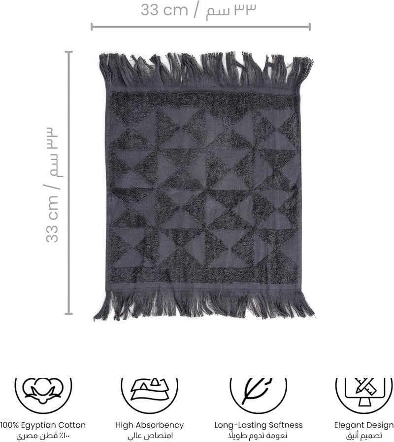 Ariika Granada Hand Towel charcol (set of 4) 33 x 33 cm - Made out of 100% Giza 86 Egyptian cotton Soft, durable, and stylish. - Image 5