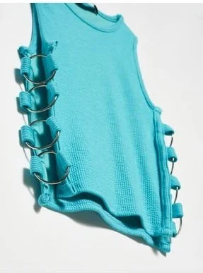 ديلفين 20109 Ring Detail Crop Top-C.turquoise