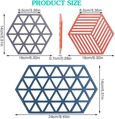 KITOOL 3 PCs Silicone Trivets Mats for Dishes and hot Pots - Tabletop Protection and Decor Coaster Hot Pads Pots Holder for Hot Dish - Bowl - teapot Large 24 cm trivets Kitchen Tool (Pack - 3 Large) - Image 5