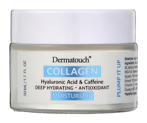 DERMATOUCH Collagen Moisturizer with Hyaluronic Acid, Vitamins A, C & E, Caffeine, and Apricot Extract â€” Daily Hydrating Face Cream, Gluten Free, Non-GMO, Made in USA, 1.7 Fl Oz - Image 1