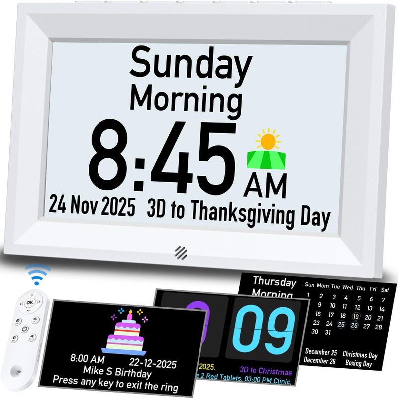 GOLOZA 7'' Digital Dementia Clock, Talking Clock with 10 Volumes, 6 Display with 10 Color Modes, Auto Dimmable, Alarms & Birthday & Holiday Reminders, 3 Pill Reminders Clocks for Seniors - Image 1
