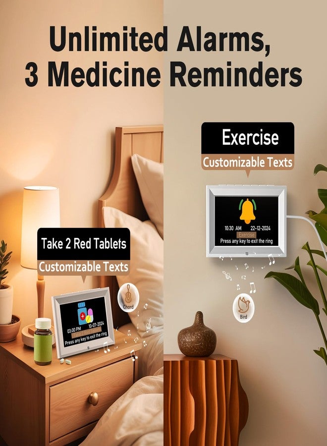 GOLOZA 7'' Digital Dementia Clock, Talking Clock with 10 Volumes, 6 Display with 10 Color Modes, Auto Dimmable, Alarms & Birthday & Holiday Reminders, 3 Pill Reminders Clocks for Seniors - Image 4