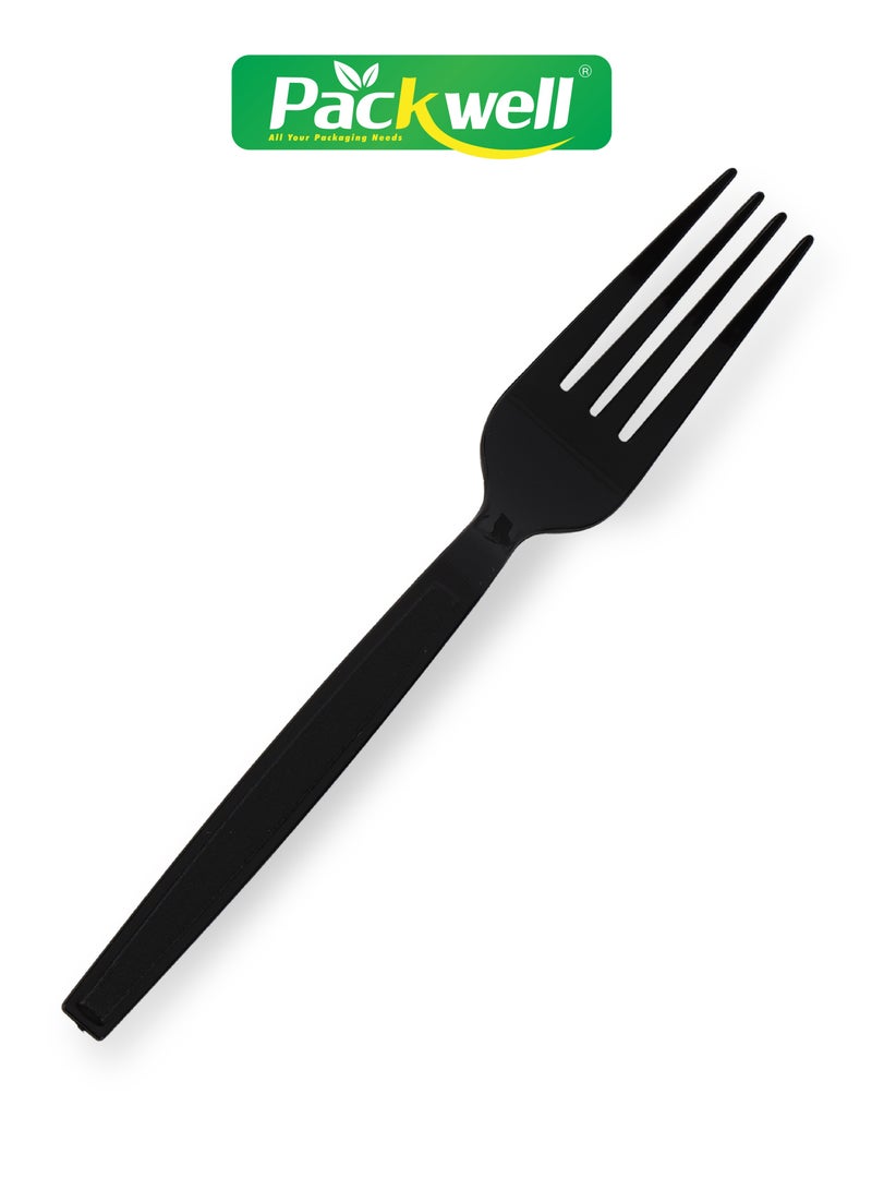 packwell Packwell Plastic HD Fork 50 Pieces, Black Disposable cutlery  - Image 4