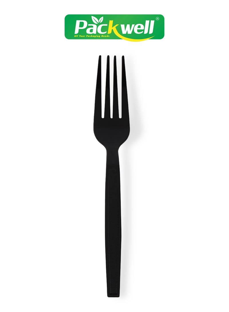 packwell Packwell Plastic HD Fork 50 Pieces, Black Disposable cutlery  - Image 5