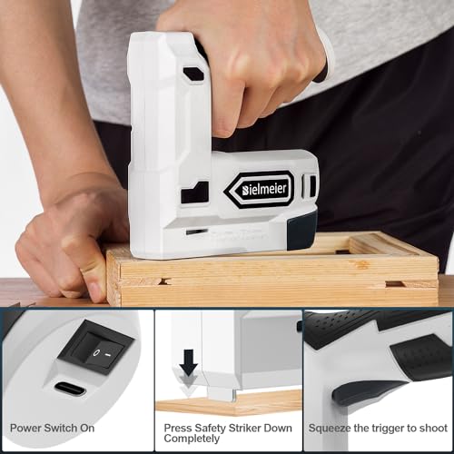populo Bielmeier Electric Staple Gun, 2 in 1 Lithium-ion Electric Stapler, 4V Cordless Brad Nailer Kit with Staples Nails, USB Charger, Power Tacker for Upholstery, Material Repair, Carpentry, DIY - Image 5