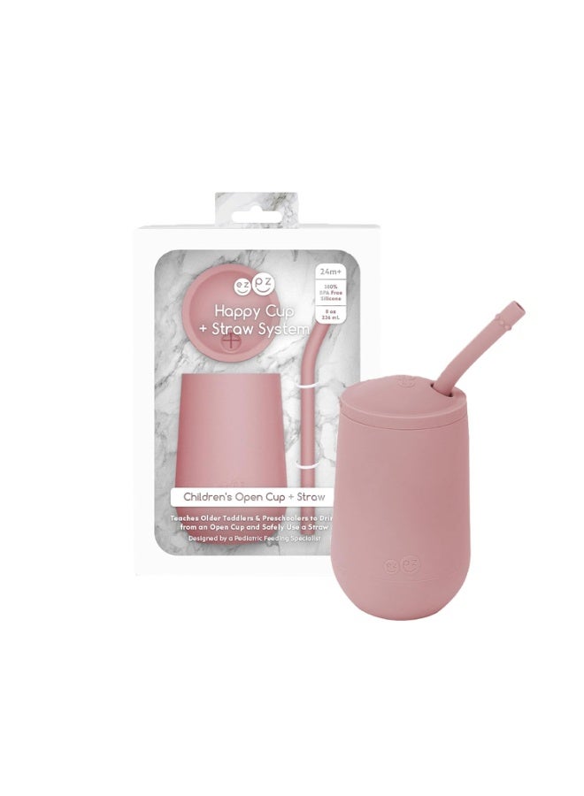 ezpz Happy Cup + Straw System (Blush) - 24 months+ - 100% Silicone Cup + Straw for Older Toddler + Preschoolers - Designed by a Pediatric Feeding Specialist - Image 2