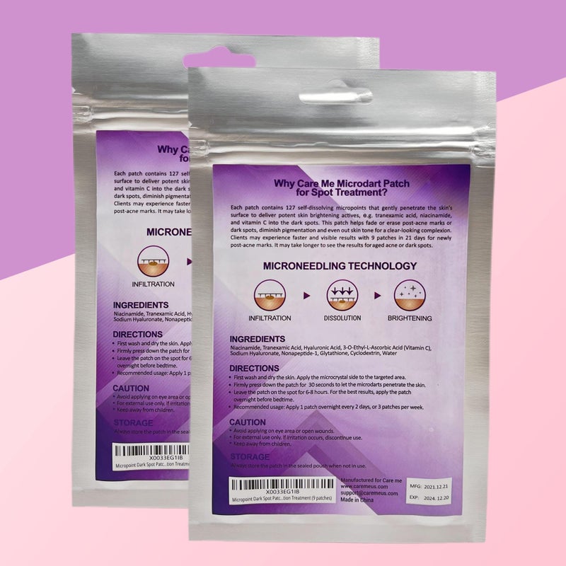 Care Me Microdart Dark Spot Patch with 127 Micropoints (1 Pack of 9 Patches) â€“ Fades & Brightens Acne Marks, Dark Spots & Discoloration â€“ Post-Acne Treatment for Clearer Skin - Image 2