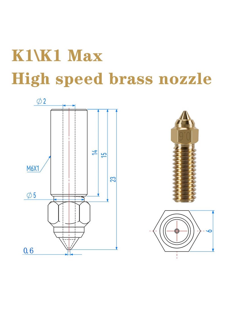 ACMYCH - ACMYCH 10PCS K1 Brass Nozzles Kit 3D Printer High Speed 04mm Nozzles Kit for K1 K1 Max 06mm - Image 1