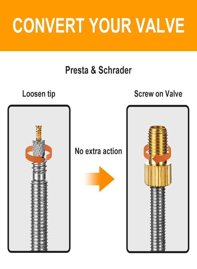 HZJD Brass Presta Valve Adapter, Convert Presta to Schrader Adaptor for Bike, Inflate Tire Using Standard Pump or Air Compressor, Tire Valve Caps(2PCS) - Image 3