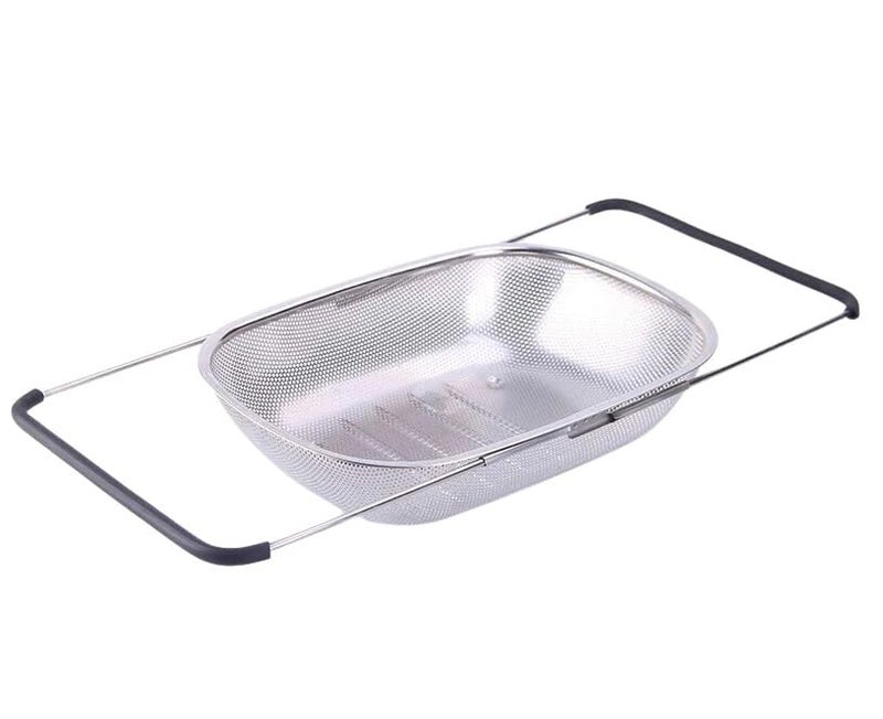 FYCAN Expandable Over The Sink Stainless Steel Strainer Colander Oval Strainer Basket Colander with Rubber Grip Handles Fine Mesh Colander for Kitchen Sink Strain Drain Rinse Fruits Vegetables - Image 3