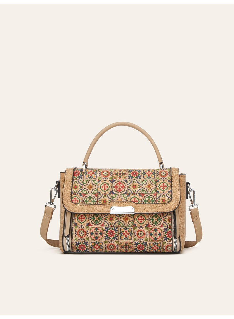 Ladies Printed Square Handbag, Retro National Style Shoulder Crossbody Bag - Image 1