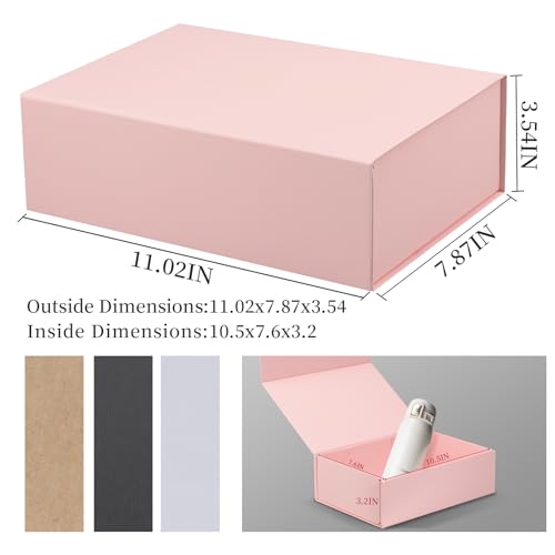Rsgift Pink Gift Box with Satin Ribbon Collapsible 11x7.8x3.5 Inches Gift Box with Magnetic Closure Matte Textured Finish Box for Wedding Gifts. - Image 2