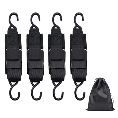Tesheer Adjustable Rope Hanger Ratchets Heavy Duty 4 Pack Retractable Ratchet Tie Down Straps for Cars Trucks Motorcycles Outdoor Use 1200 lbs Prevent Load Shifting Easy to Use Durable Reliable Black - Image 1