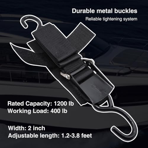 Tesheer Adjustable Rope Hanger Ratchets Heavy Duty 4 Pack Retractable Ratchet Tie Down Straps for Cars Trucks Motorcycles Outdoor Use 1200 lbs Prevent Load Shifting Easy to Use Durable Reliable Black - Image 3
