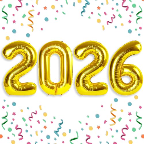 Villorem 2026 Balloons Gold 2026 Balloon Numbers 40 Inch Happy New Year Foil Balloons 2026 for New Year Eve Party Supplies Birthday Graduation Anniversary Decorations - Image 1
