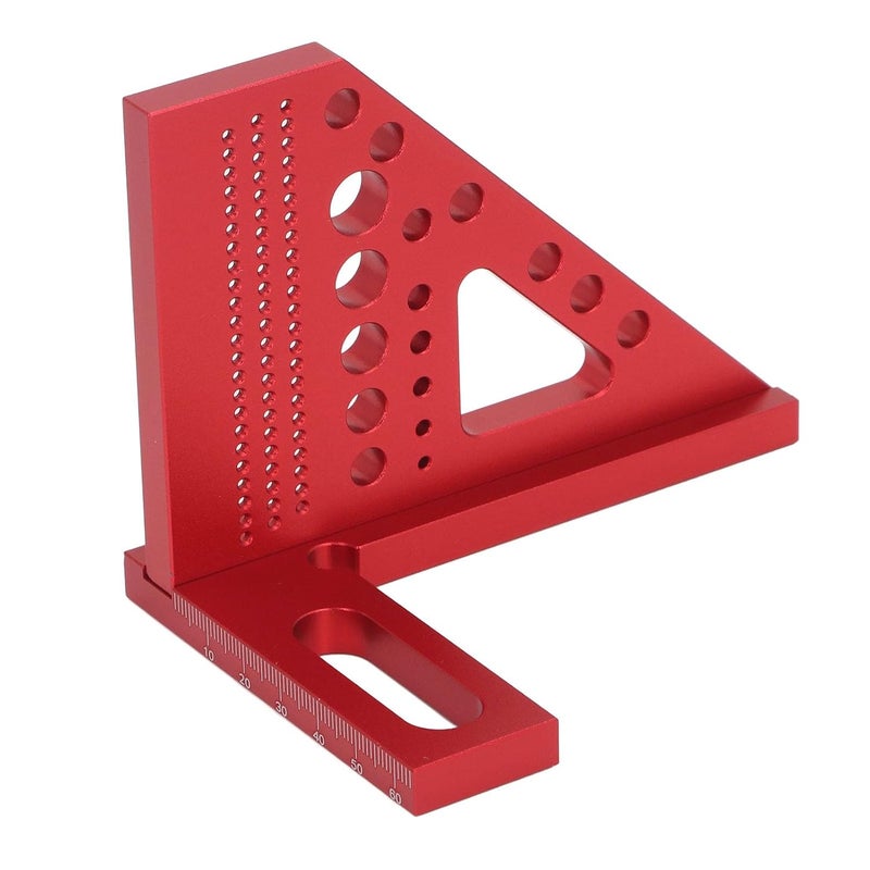 High Precision Aluminum Alloy Woodworking Square Protractor Multi Angle Measuring Ruler with Right Angle Ruler Locating Pin Wrench Red - Image 5