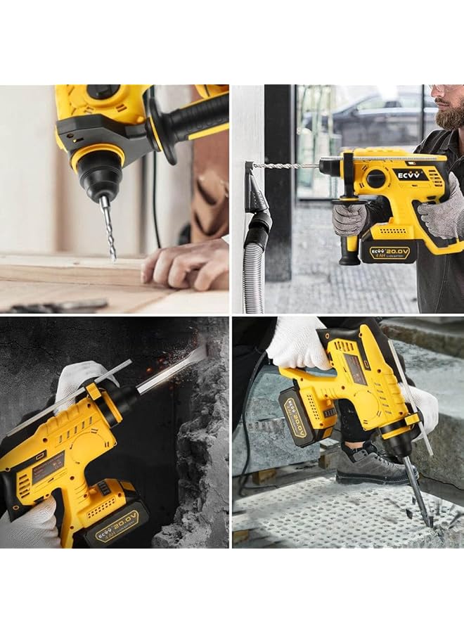 erorex Rotary Hammer 20V Cordless Brushless Hammer Drill Kit Includes 1 X 4Ah Battery With Sds Plus Chuck 4 Modes Safety Clutch 360°Rotating Auxiliary Handle For Concrete Metal And Wood Drilling - Image 5