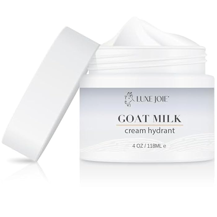 LuxeJoie Goat Milk Moisturizer Face Cream Vitamin C & E, Anti Aging Reduce Dark Circles, Puffiness, Under Eye Bags, Wrinkles & Fine Lines (4 oz.) - Image 1