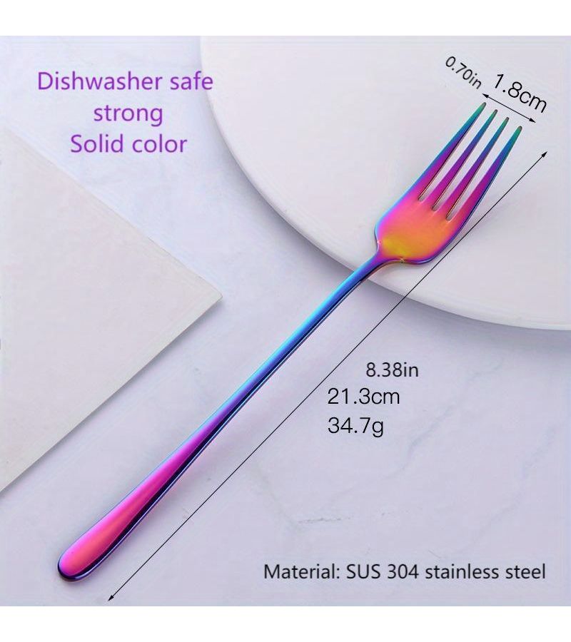 5 Colored Forks Set 21.3cm Stainless Steel Dinner Salad Dessert Fruit Fork Italian Pasta Fork Dishwasher Safe For Family Restaurant Camping Party - Image 3