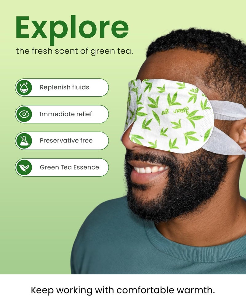 ProCIV 16 Packs Steam Eye Masks for Dry Eyes, Green Tea Warm Eye Mask, Relief Eye Fatigue & Puffy Eyes, Moist Heating Compress for Eyes, Self Heated Eye Mask, Disposable Travel Essentials & Relaxation Sets - Image 4