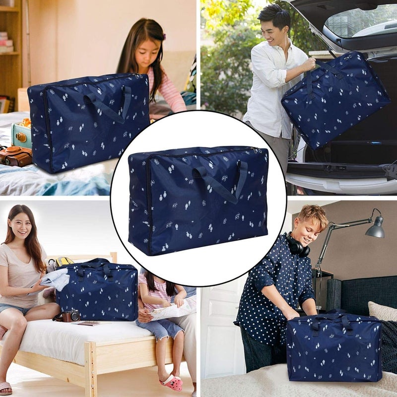 Clothes Storage Bags Foldable Storage Bag Thick Fabric with Reinforced Handle for Comforters Blankets Bedding Pillow Foldable with Sturdy Zipper Blue Bedding Storage Bag - Image 2