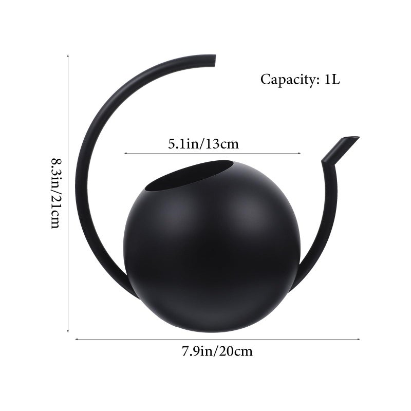 Stainless Steel Watering Can 1 Liter Black Long Spout for Succulents Indoor Outdoor Plants - Image 3