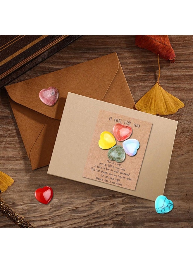 Greeting Card, 8 Sets Pocket Hug Token Bulk Hug Cards with Heart Shape Natural Stones and Sticker,Hug Bulk Gifts Greeting Cards for Women,Exchange Cards Relationship Gift for Family Colleague Social - Image 2
