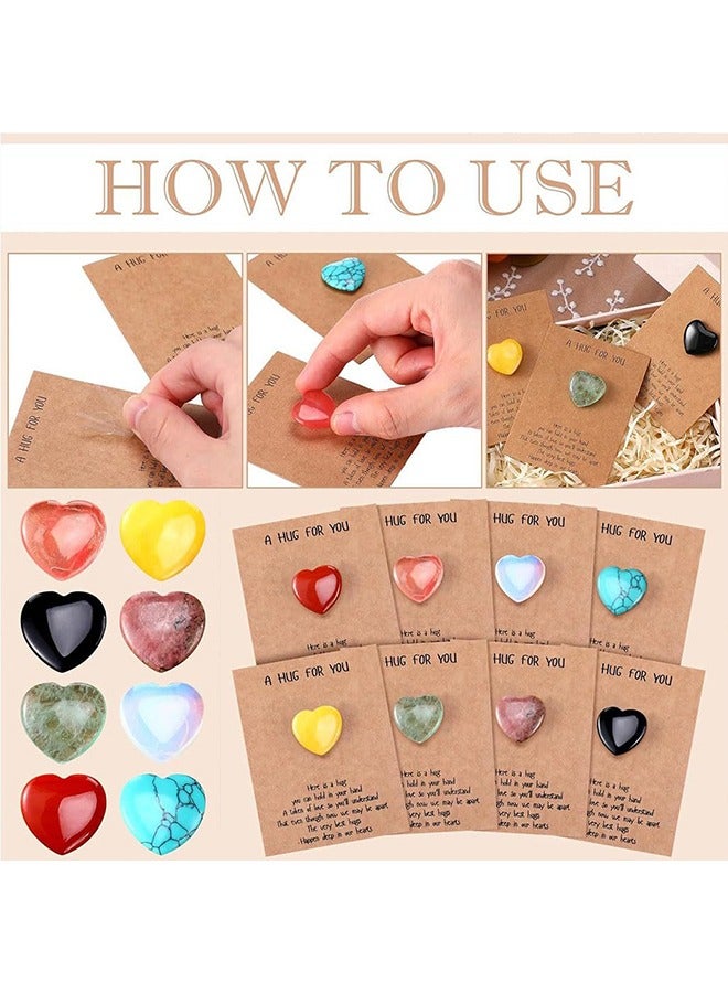 Greeting Card, 8 Sets Pocket Hug Token Bulk Hug Cards with Heart Shape Natural Stones and Sticker,Hug Bulk Gifts Greeting Cards for Women,Exchange Cards Relationship Gift for Family Colleague Social - Image 4