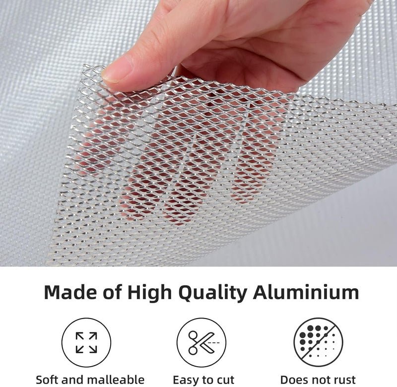 AggAuto Universal 170"x40" Car Grill Mesh - Aluminum Alloy Automotive Grille Insert Bumper Rhombic Hole 3x6mm, One of the Most Multifunctional Shape Grids Silver - Image 3