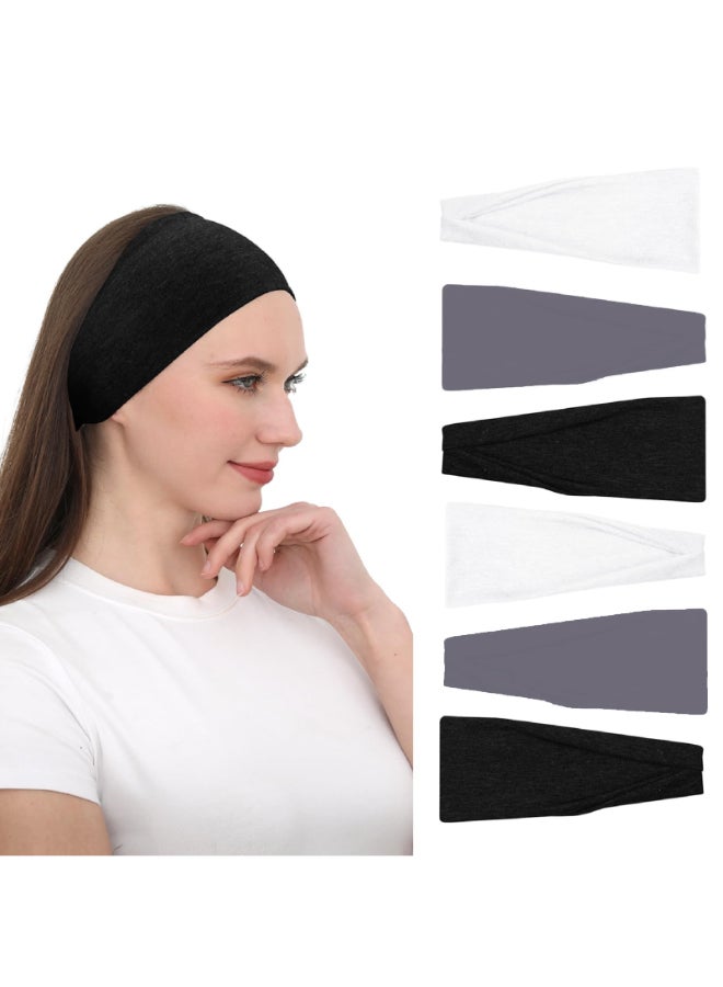 RITOPER Headbands for Women Non Slip Wide Workout Headband Cotton Black White Head Bands Hair Bands for Womens Hair Thick Headbands Head Wraps for Fashion Yoga Running Spa Day Party Travel - Image 2