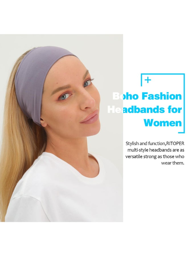 RITOPER Headbands for Women Non Slip Wide Workout Headband Cotton Black White Head Bands Hair Bands for Womens Hair Thick Headbands Head Wraps for Fashion Yoga Running Spa Day Party Travel - Image 4