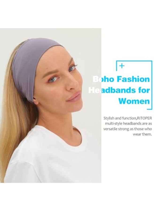 RITOPER Headbands for Women Non Slip Wide Workout Headband Cotton Black White Head Bands Hair Bands for Womens Hair Thick Headbands Head Wraps for Fashion Yoga Running Spa Day Party Travel - Image 3