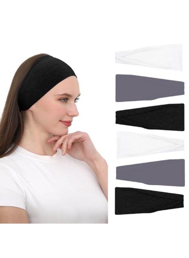 RITOPER Headbands for Women Non Slip Wide Workout Headband Cotton Black White Head Bands Hair Bands for Womens Hair Thick Headbands Head Wraps for Fashion Yoga Running Spa Day Party Travel - Image 1