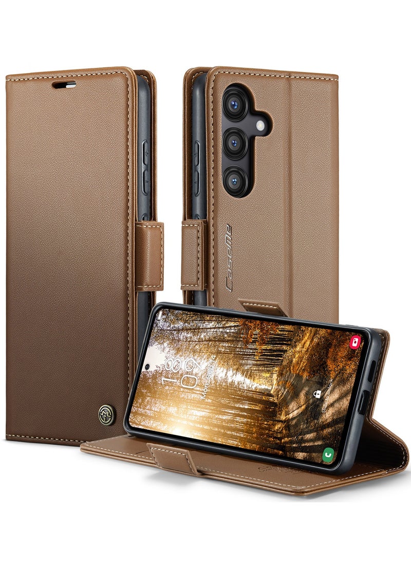 CaseMe For Samsung Galaxy S24 FE Cover, Soft PU Leather Shockproof Mobile Phone Wallet Case, Full Body Protective Flip Cover Magnetic Adsorption Back Cover - Image 1