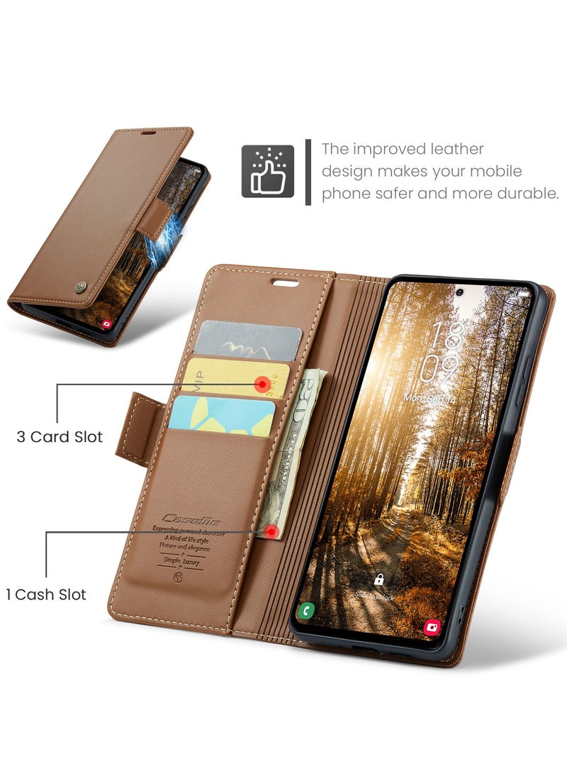 CaseMe For Samsung Galaxy S24 FE Cover, Soft PU Leather Shockproof Mobile Phone Wallet Case, Full Body Protective Flip Cover Magnetic Adsorption Back Cover - Image 2