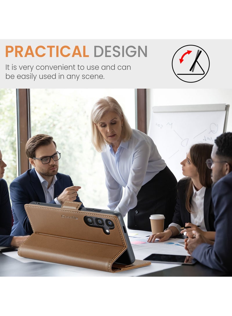 CaseMe For Samsung Galaxy S24 FE Cover, Soft PU Leather Shockproof Mobile Phone Wallet Case, Full Body Protective Flip Cover Magnetic Adsorption Back Cover - Image 5