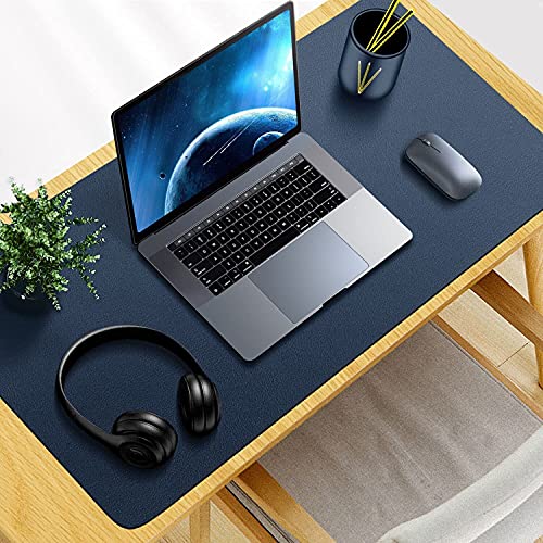 SHIDHMI Extended Mouse Pad/ Desk Mat Blotter for Work from Home/Office/Gaming/College/School/Writing Mat/Vegan PU Leather/Anti-Skid Slip,Reversible Splash-Proof (Dark Blue, 80 X 40) - Image 1
