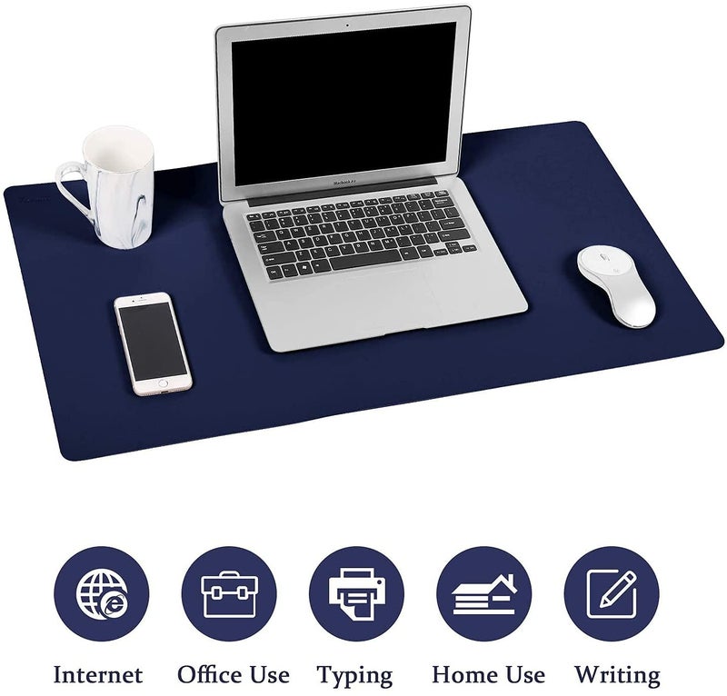 SHIDHMI Extended Mouse Pad/ Desk Mat Blotter for Work from Home/Office/Gaming/College/School/Writing Mat/Vegan PU Leather/Anti-Skid Slip,Reversible Splash-Proof (Dark Blue, 80 X 40) - Image 4