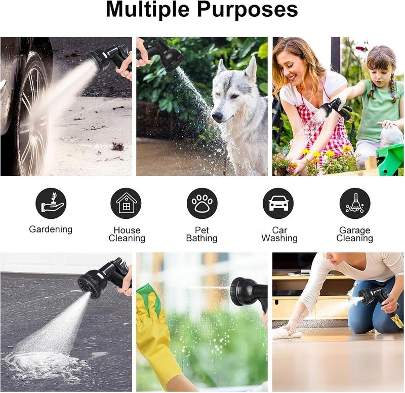 AOHRYME خرطوم حديقة بطول 100 قدم، خرطوم مائي قابل للتمدد، أنبوب مائي مرن وغير قابل للتشوه، مزود بفوهة رش متعددة الوظائف، موصل من البرونز الصلب، حامل وكيس تخزين لري النباتات والغسيل (100 قدم) - Image 5