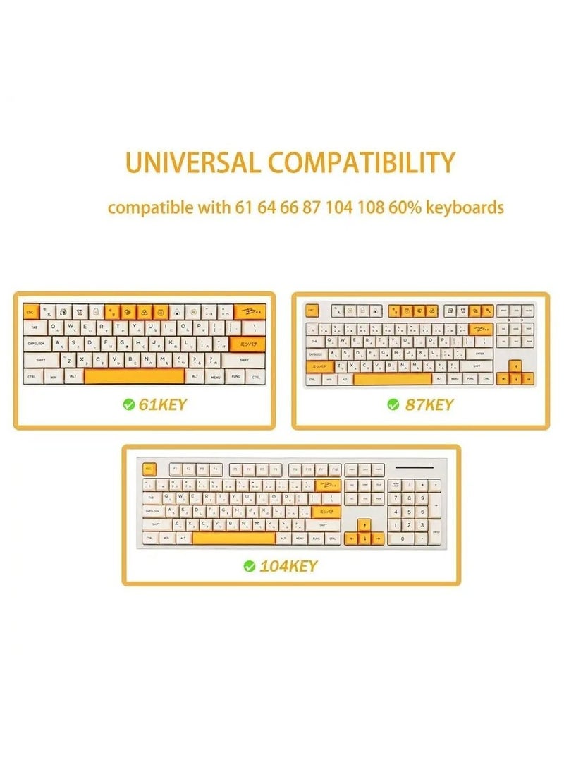 Captaintech PBT Keycaps 140 Keys XDA Profile Keycaps Dye-Sub Japanese Honey Milk Keycap, ANSI Layout Keycap Suitable for Mechanical Gaming Keyboard Gateron Kailh Cherry MX Switches (Keycaps only) - Image 3