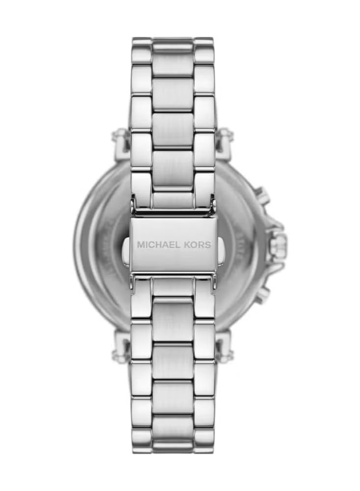 Michael Kors Women Michael Kors Maren MK7495 Women’s Watch – Silver Stainless Steel Bracelet & White Dial | 40mm Quartz Chronograph Elegant Timepiece - Image 3