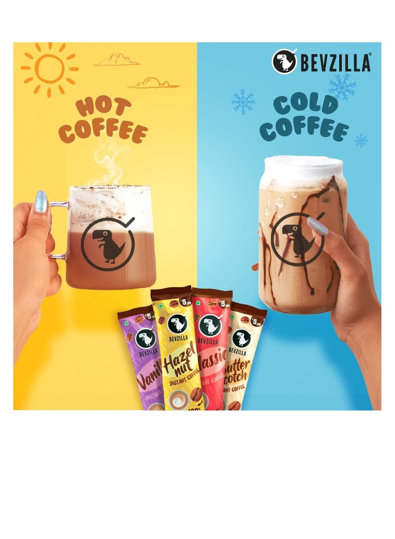 Bevzilla 60 Instant Coffee Powder Sachets 4 Flavours 120 Grams  Turkish Hazelnut Colombian Gold  French Vanilla and English Butterscotch 15 Sachets Each Flavour  Makes 60 Cups  - Image 4