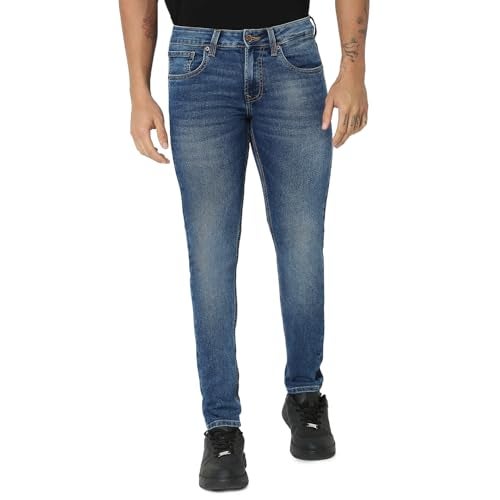 Spykar Men's Super Skinny Fit Low-Rise Casual Jeans Mid Blue - Image 1